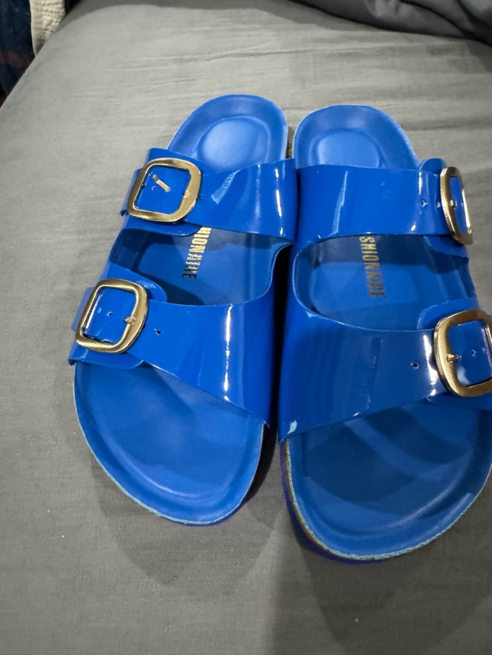 Women’s Double-Buckle Slide Sandals - Blue